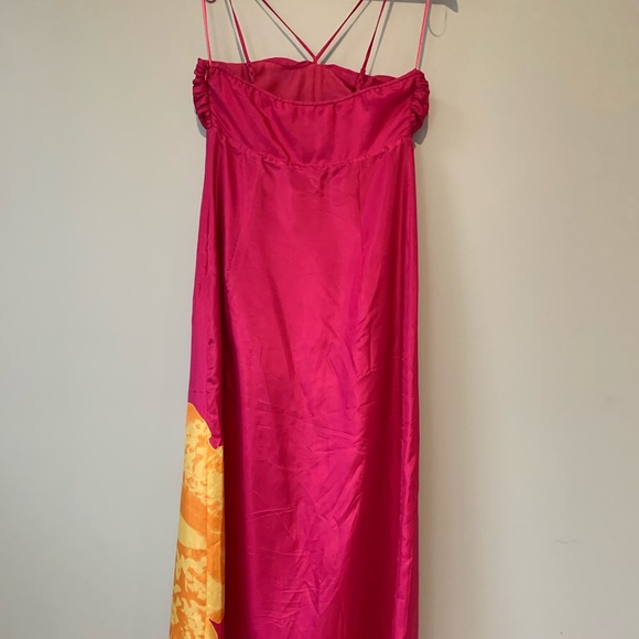 Hot pink silk floral dress - Picture 6 of 13